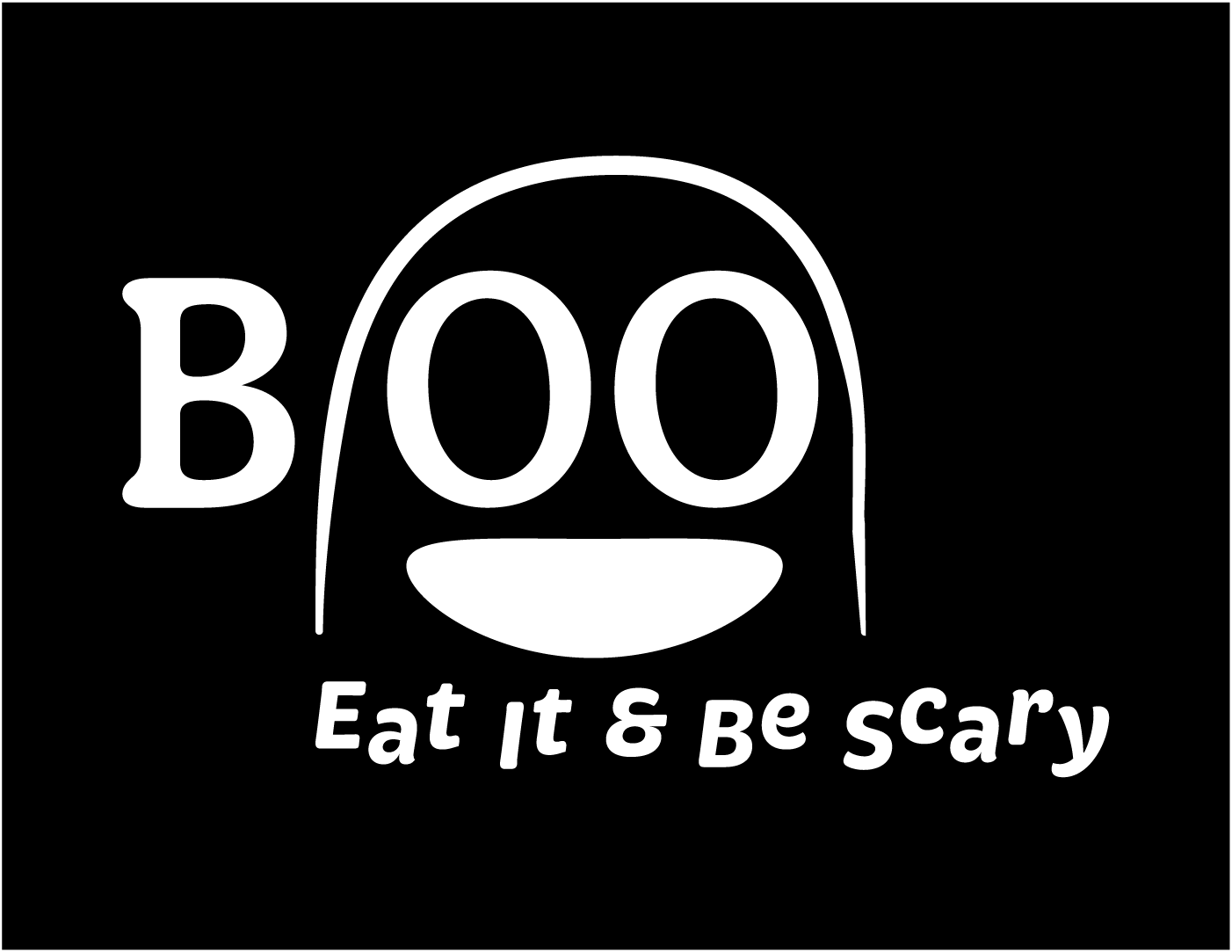 A reverse black and white version of the boo primary company logo