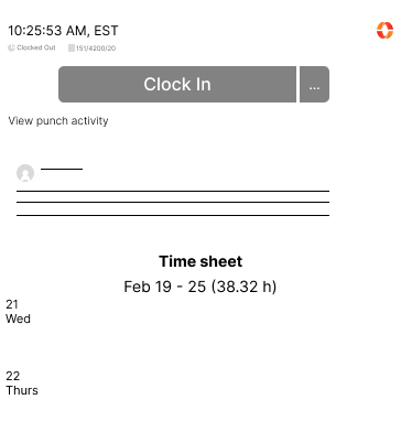 The large widget size that shows the previous 2 fucntions and your timesheet.