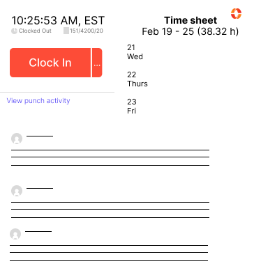 The large widget size that shows the previous 2 fucntions and your timesheet.