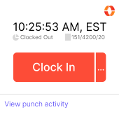 The small widget size. The main function is to clock in and clock out and it is on a white background